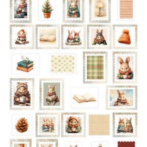 Berries Beauties - Winter Bunnies - Push Out Postage Stamp SB11100