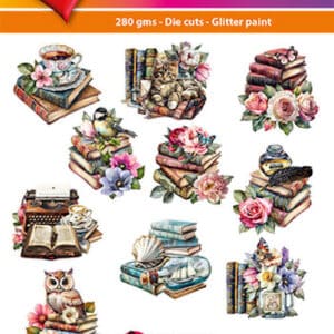 Easy 3D designs pakket Books with flowersHC14592