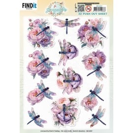 3D Pushout Sheet - Berries Beauties - Dragonflies - Lilac SB11097