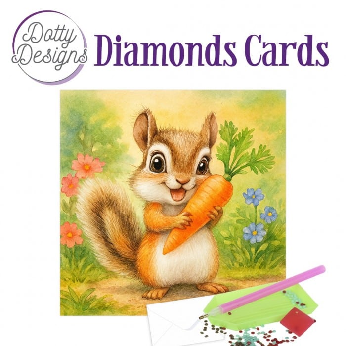 Dotty Designs Diamond Cards - Squirrel with Carrot DDDC1226