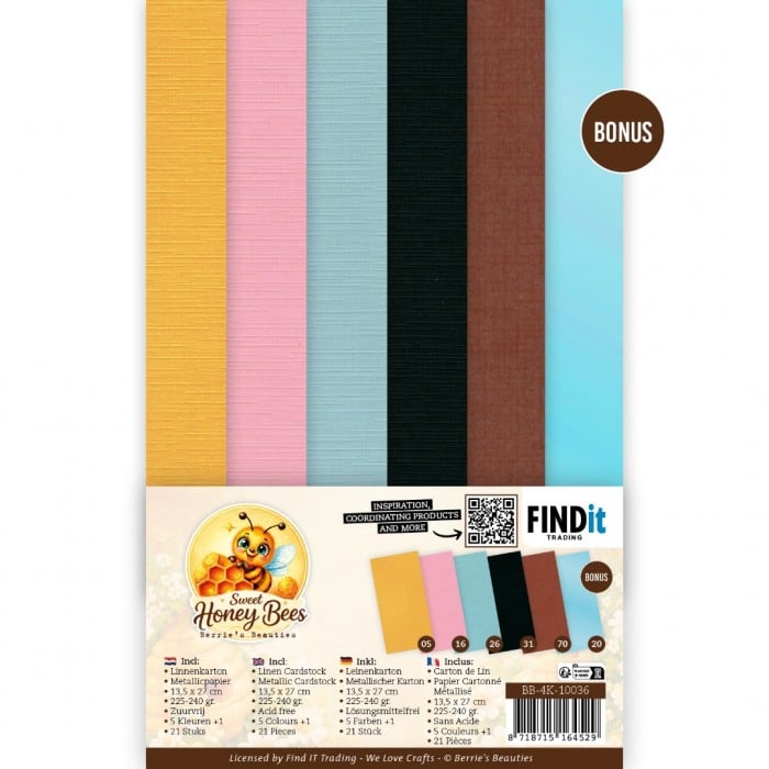 Linen Cardstock Pack - Berries Beauties - Sweet Honey Bees - 4K BB-4K-10036