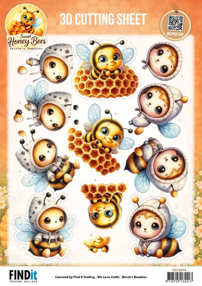 3D Cutting Sheet - Berries Beauties - Sweet Honey Bees - Honeycomb Friends CD12472