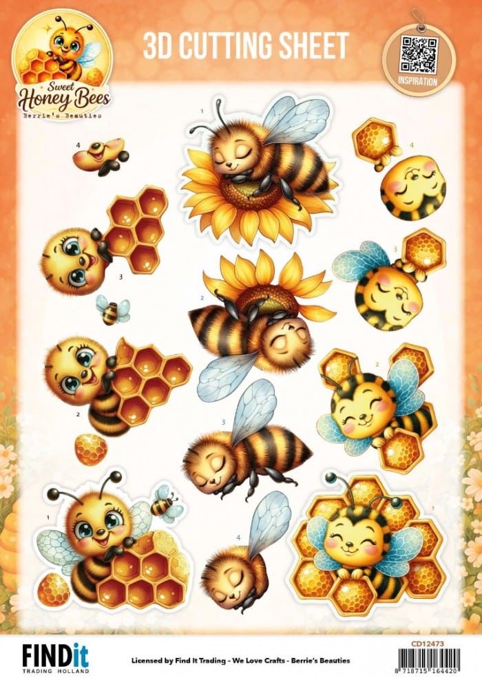 3D Cutting Sheet - Berries Beauties - Sweet Honey Bees - Golden Garden CD12473