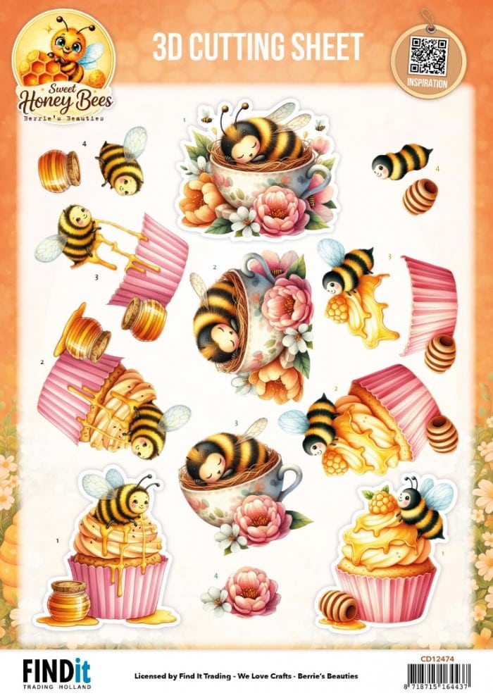 3D Cutting Sheet - Berries Beauties - Sweet Honey Bees - Honey Bee Delights CD12474