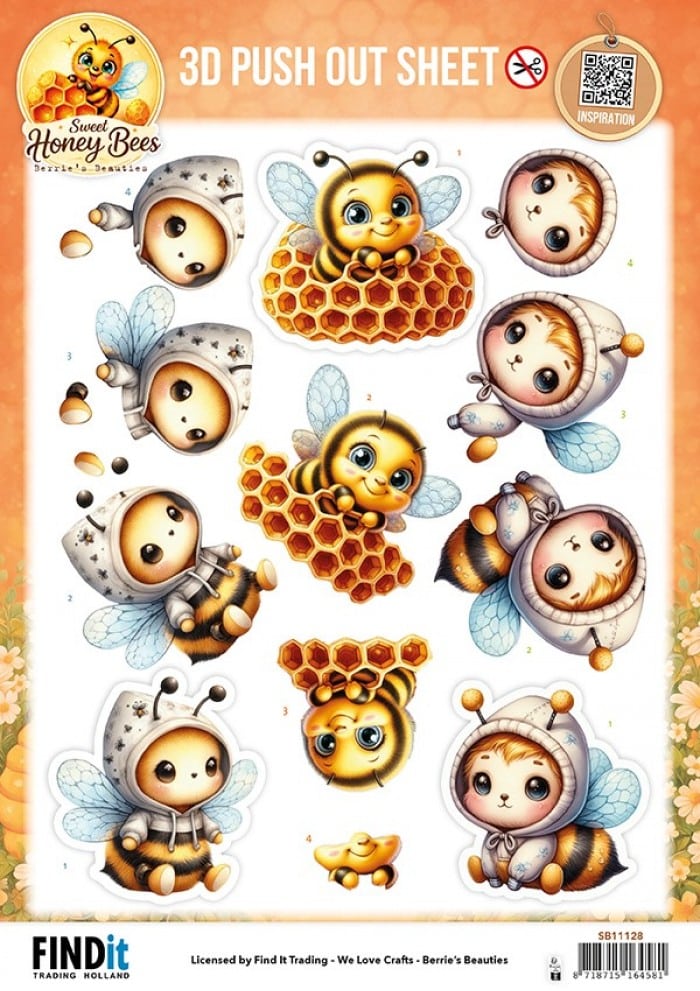 3D Pushout Sheet - Berries Beauties - Sweet Honey Bees - SB11128Honeycomb Friends