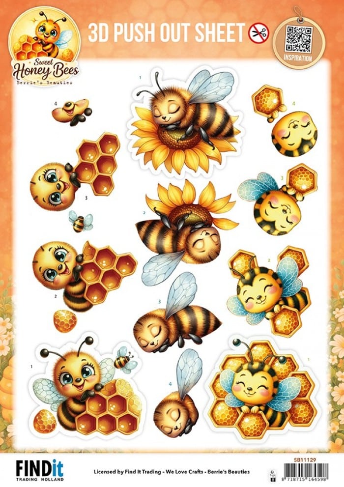 3D Pushout Sheet - Berries Beauties - Sweet Honey Bees - Golden Garden SB11129
