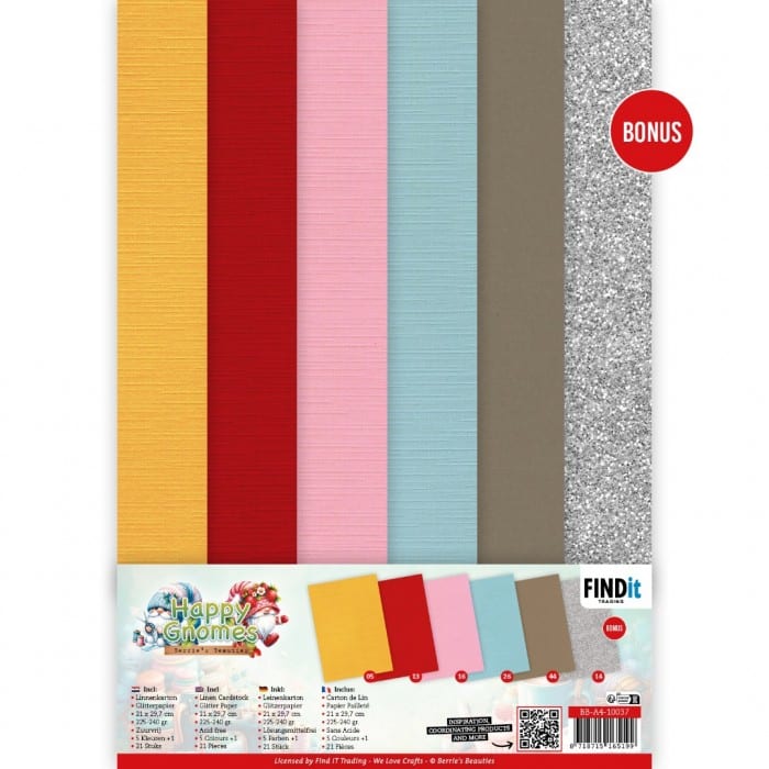 Linen Cardstock Pack - Berries Beauties - Happy Gnomes - A4 BB-A4-10037