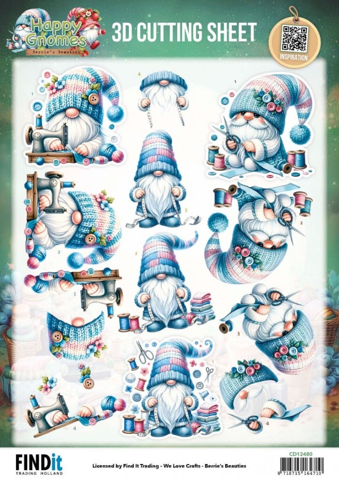 3D Cutting Sheet - Berries Beauties - Happy Gnomes - Sew Much Love CD12480
