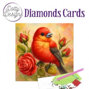 Doty Designs Diamond Cards - Scarlet Rose Songbird DDDC1220