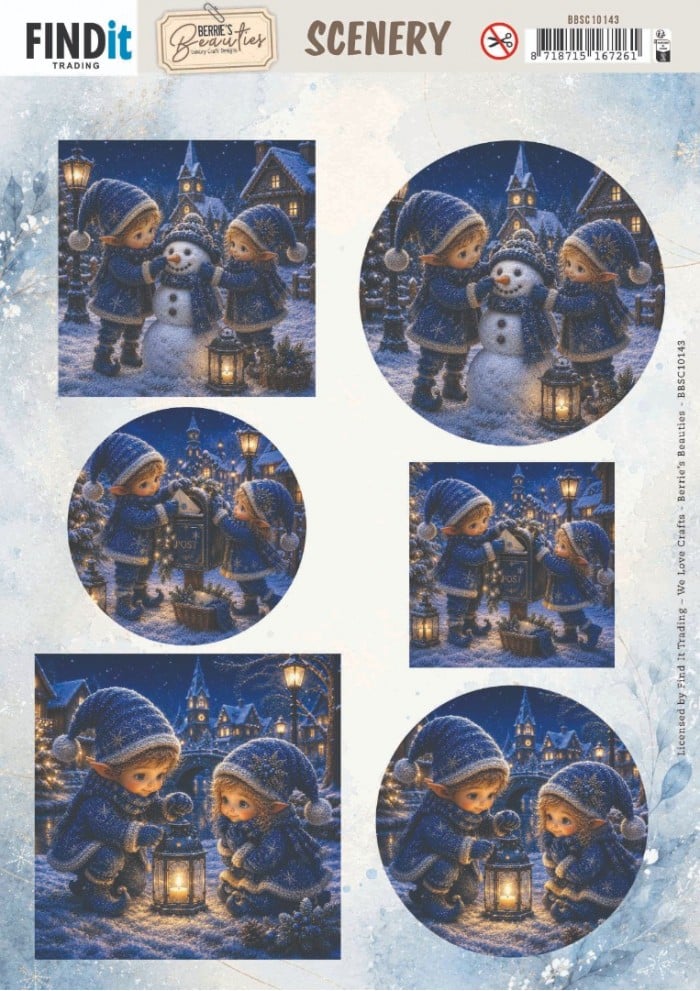 Scenery Push out - Berries Beauties - Blue Christmas Elfs 1 BBSC10143