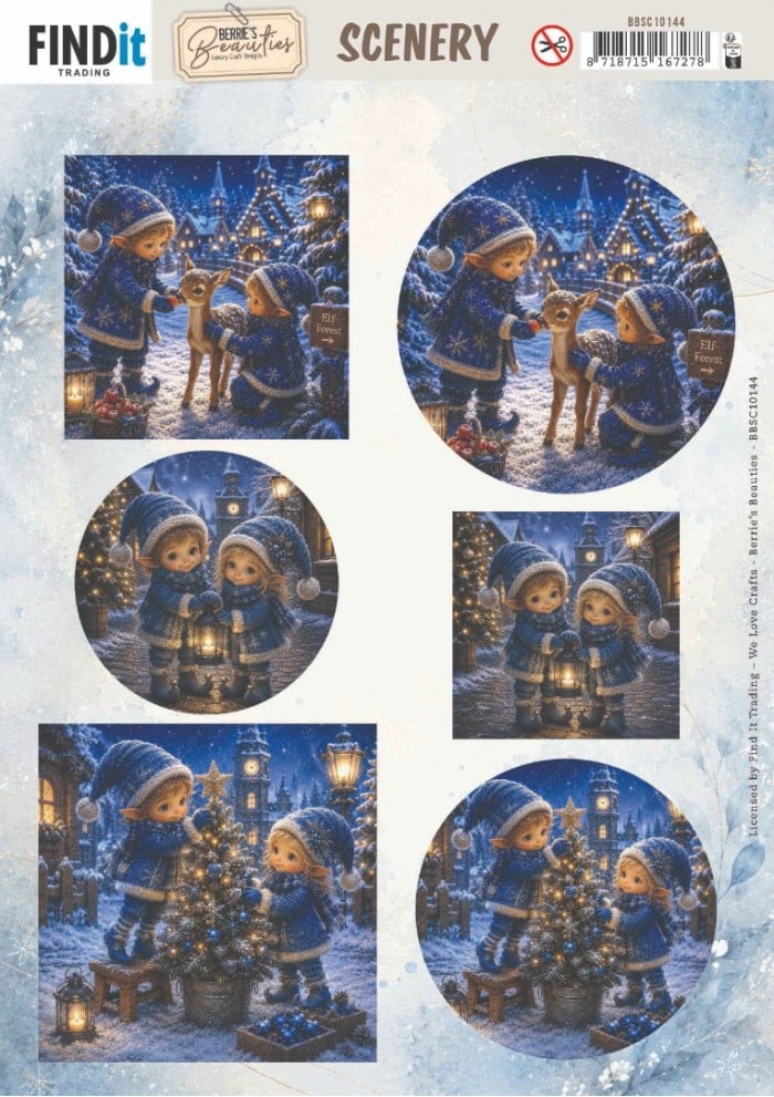 Scenery Push out - Berries Beauties - Blue Christmas Elfs 2 BBSC10144