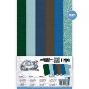 Linen Cardstock Pack - Berries Beauties - Blue Christmas - 4K BB-4K-10041