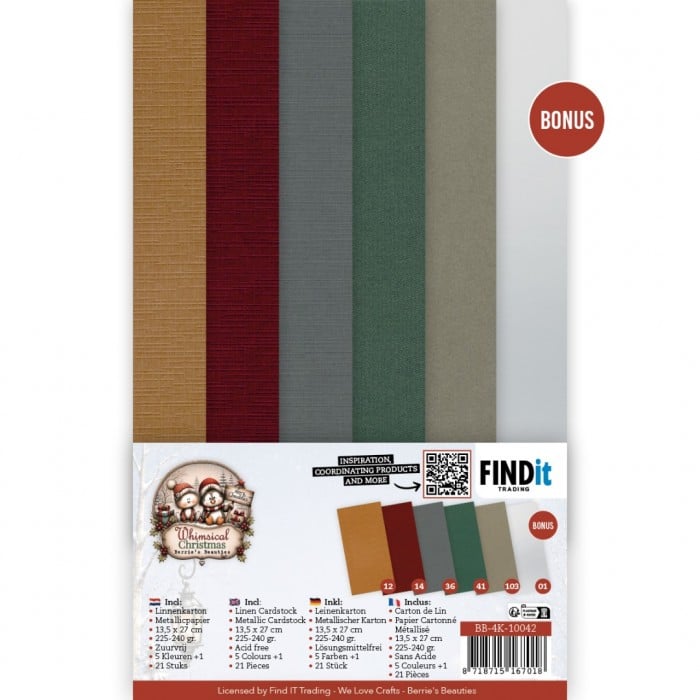 Linen Cardstock Pack - Berries Beauties - Whimsical Christmas - 4K BB-4K-10042