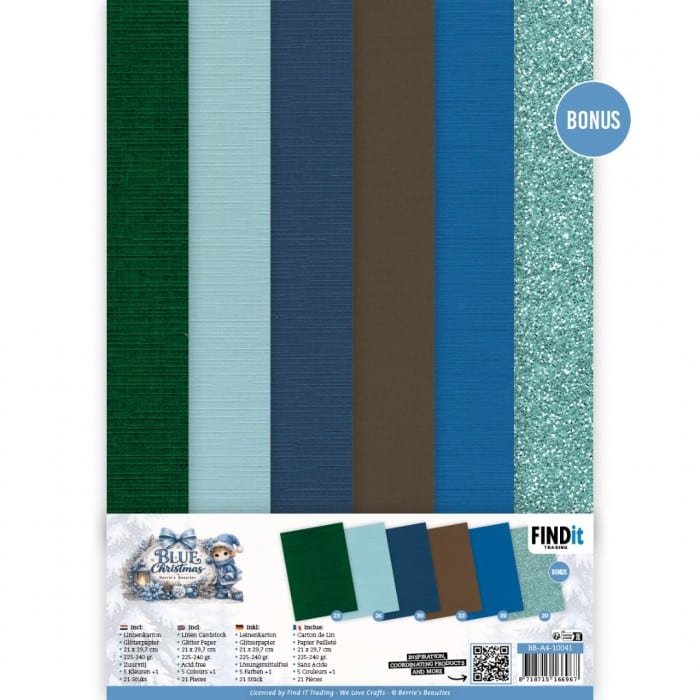Linen Cardstock Pack - Berries Beauties - Blue Christmas - A4 BB-A4-10041