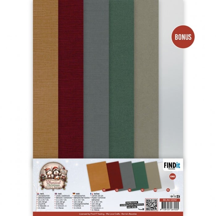 Linen Cardstock Pack - Berries Beauties - Whimsical Christmas - A4 BB-A4-10042