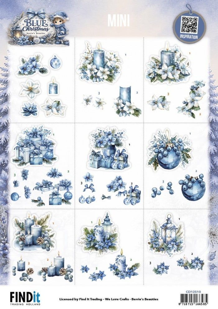 Cutting Sheet - Berries Beauties - Blue Christmas - Mini CD12510