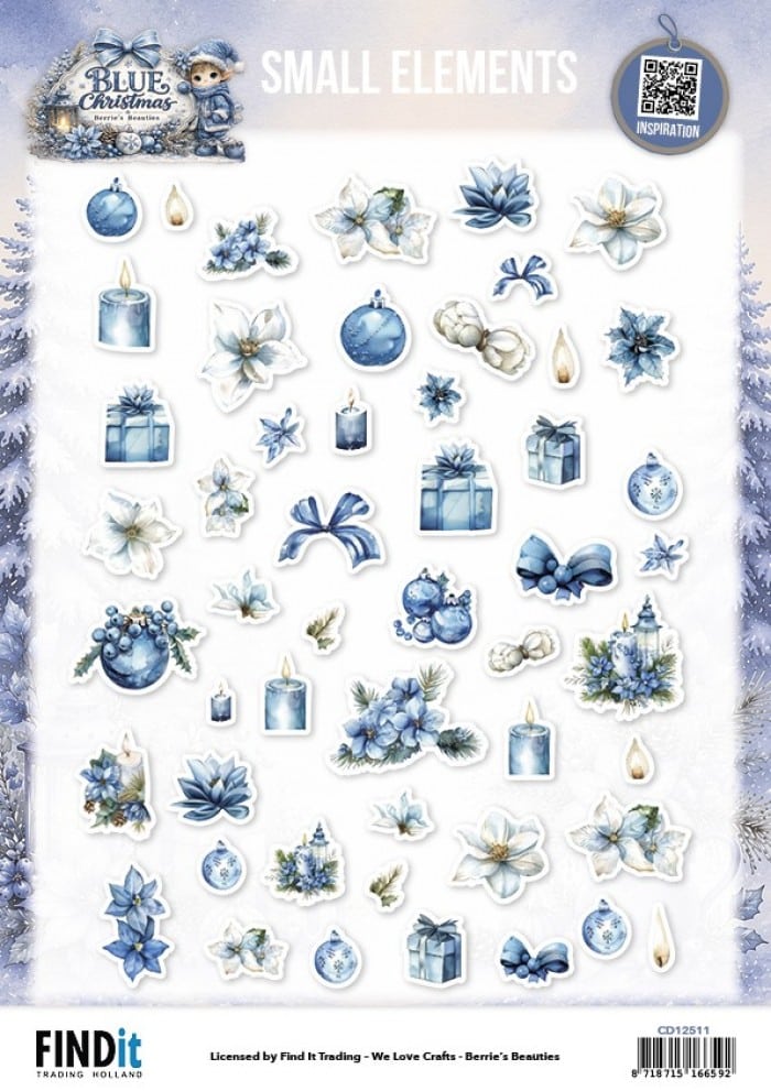 Cutting Sheet - Berries Beauties - Blue Christmas - Small Elements CD12511