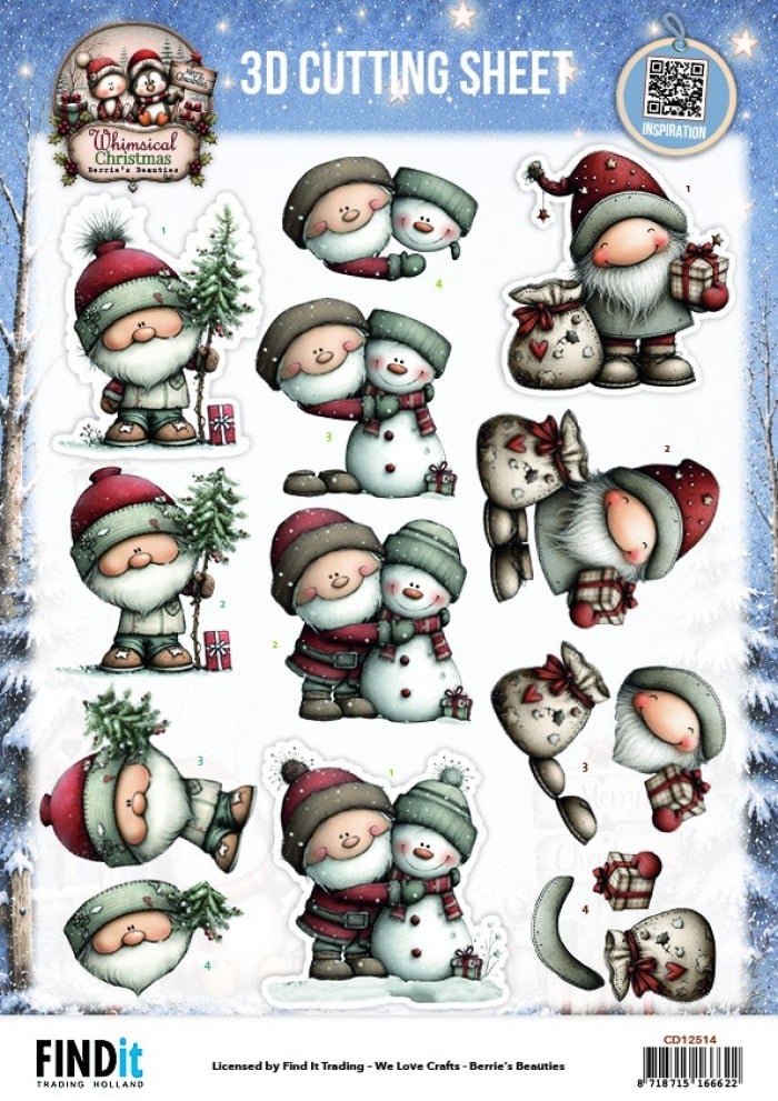3D Cutting Sheet - Berries Beauties - Whimsical Christmas - Santa Claus CD12514
