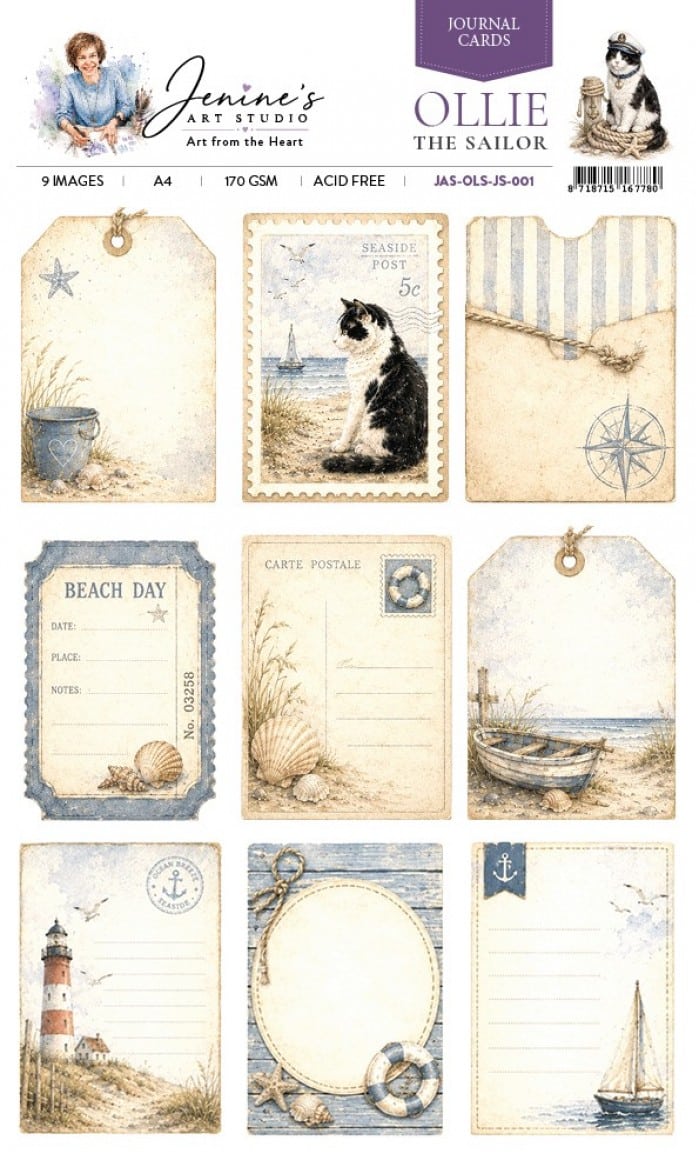 Jenine's Art Studio – Ollie the Sailor – Journal Cards 001 JAS-OLS-JC-001