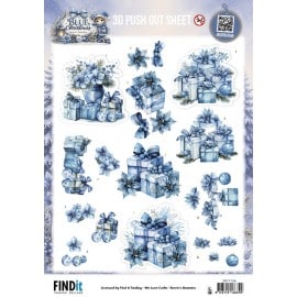 3D Pushout Sheet - Berries Beauties - Blue Christmas - Christmas Presents SB11156