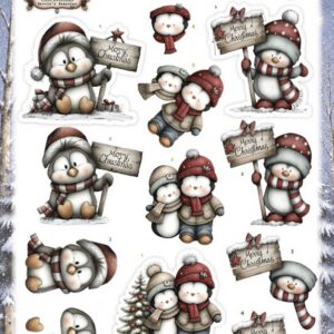3D Pushout Sheet - Berries Beauties - Whimsical Christmas - Penguins SB11159