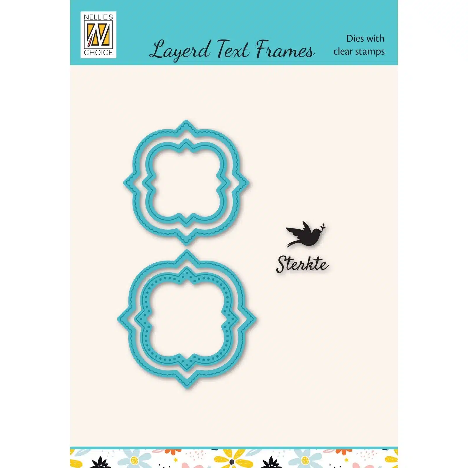 Nellie Snellen Layerd text frame met clearstempel LTCFS002