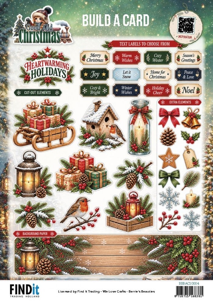 Berrie's Beauties- Build A Card - Good Old Christmas - Heartwarming Holidays BBBAC10004