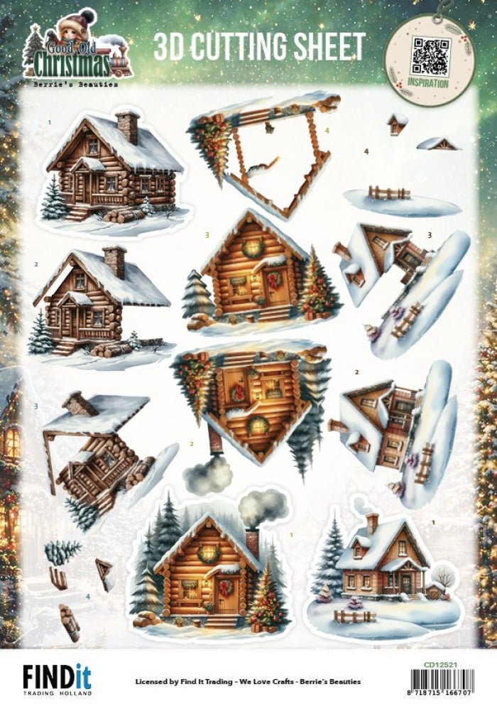 3D Cutting Sheet - Berries Beauties - Good Old Christmas - Houses CD12521