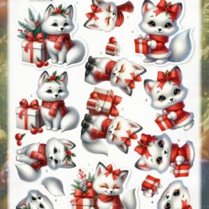 3D Cutting Sheet - Berries Beauties - Furry Christmas Friends - Christmas White Fox CD12527