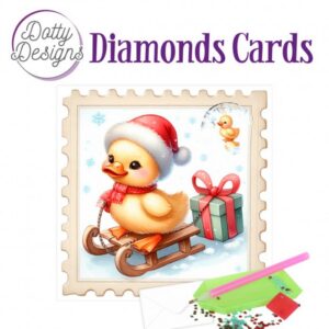 Dotty Designs Diamond Cards - Sledding Christmas Duckling DDDC1231