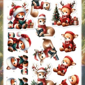 3D Pushout Sheet - Berries Beauties - Furry Christmas Friends - Christmas Deer SB11168