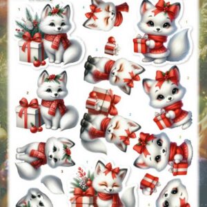 3D Pushout Sheet - Berries Beauties - Furry Christmas Friends - Christmas White Fox SB11170