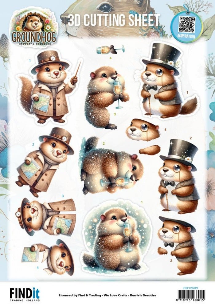 3D Cutting Sheet - Berries Beauties - Groundhog - Little Gentlemen CD12539