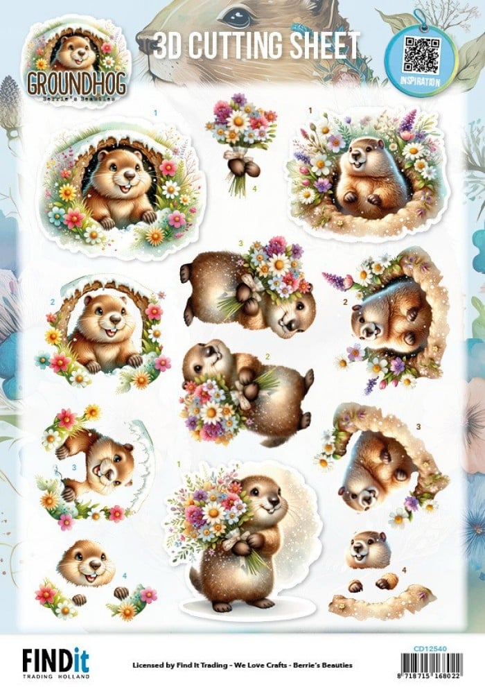 3D Cutting Sheet - Berries Beauties - Groundhog - Spring Moments CD12540