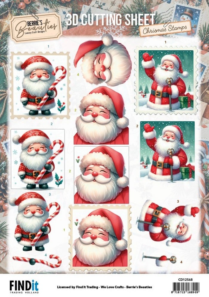 3D Cutting Sheet - Berrie's Beauties - Christmas Stamps - Santa Claus CD12568