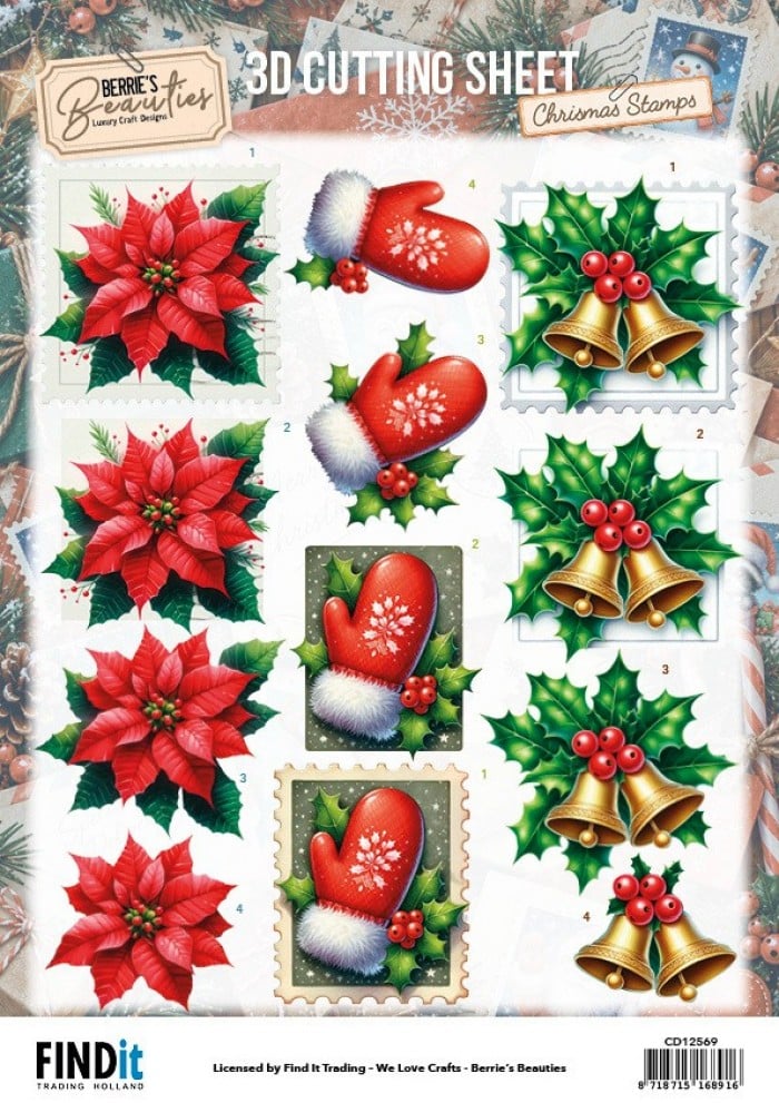 3D Cutting Sheet - Berrie's Beauties - Christmas Stamps - Christmas Classics CD12569