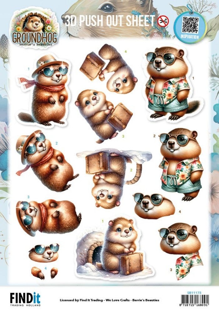 3D Pushout Sheet - Berries Beauties - Groundhog - Holiday ReadySB11173